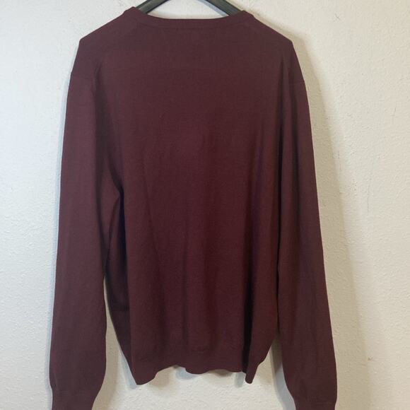 Brooks Brothers Men 346 Burgundy Merino Wool Blend V- Neck Pullover Sweater XL - Picture 5 of 6